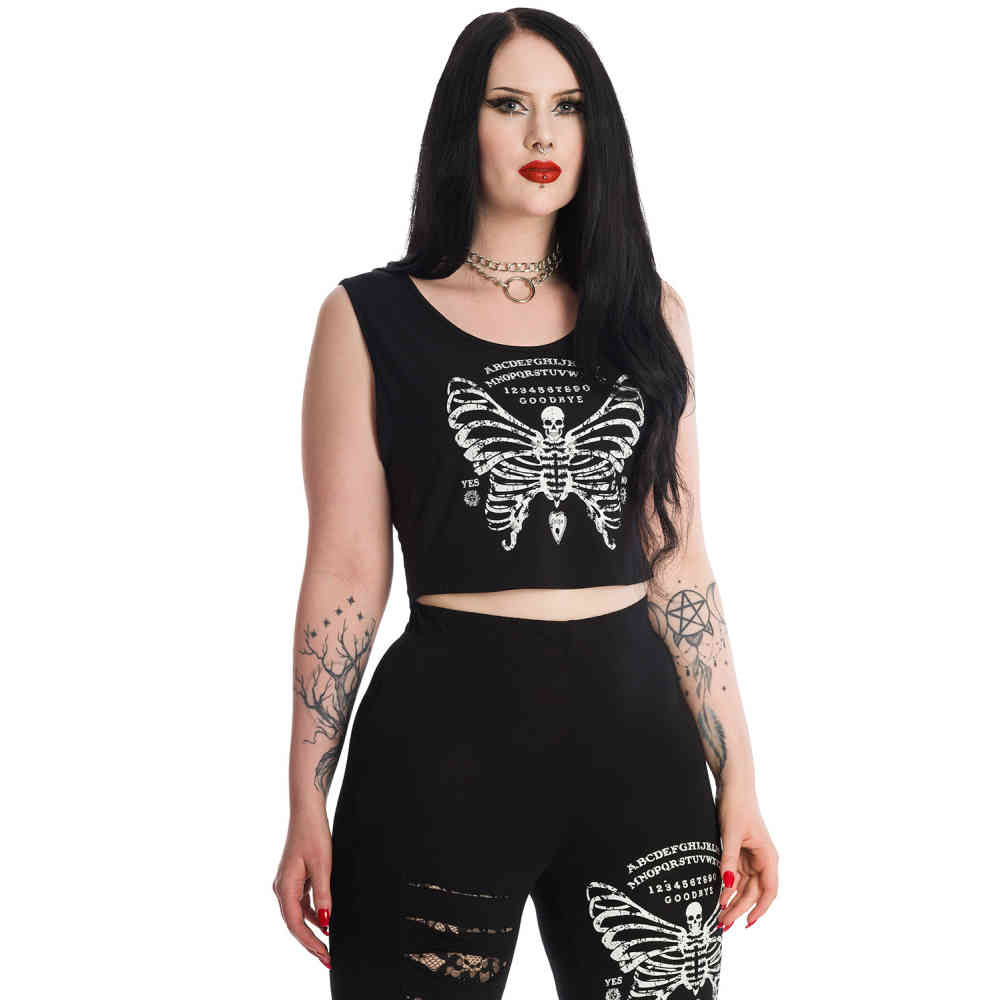 Banned - SKELETON BUTTERFLY Crop top - Noir